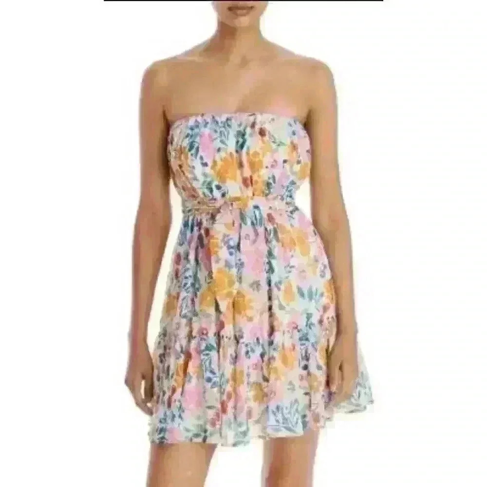Aqua Women’s Floral Ots Mini Dress Multi Color NWT $118 Size L without the belt